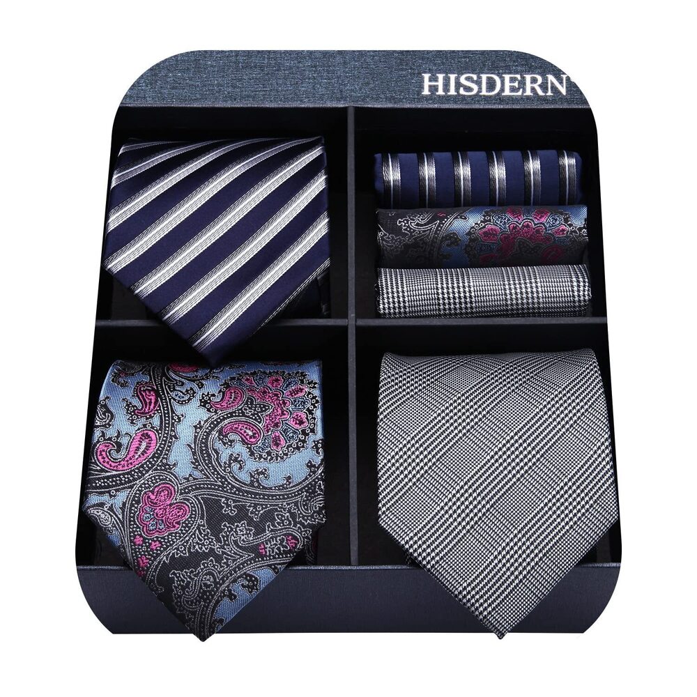 1687 Lot 3 PCS Classic 's Tie Set Necktie & Pocket Square Elegant Neck Ties